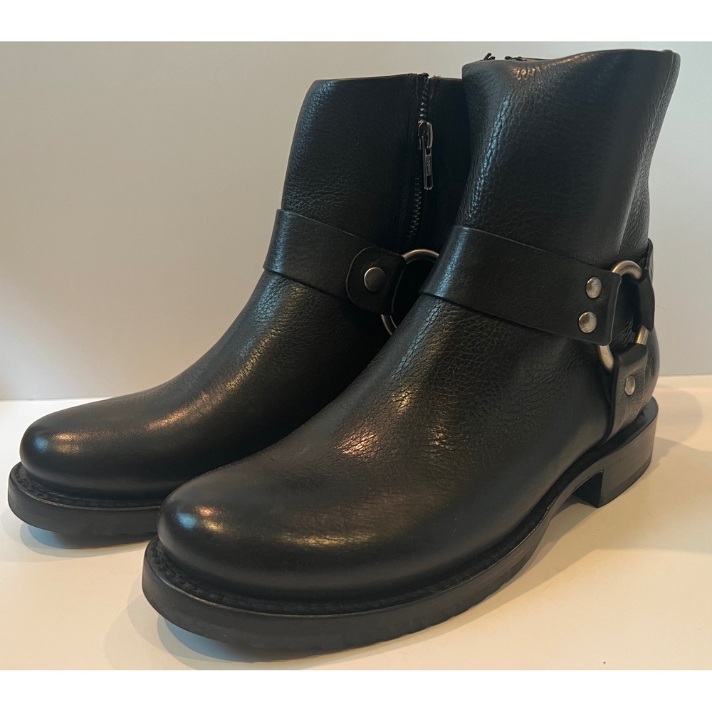 Frye Harness Black Leather Ankle Biker Boots Women's 9 B FR40081
